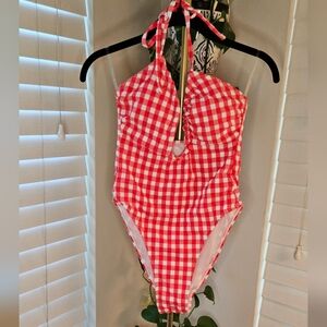 Wild Fable Red Checkered One Piece Swimsuit